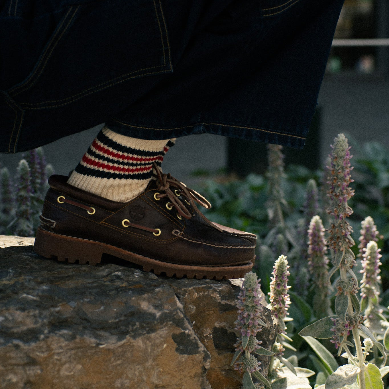 Escuyer 5 Stripes socks — the most recognisable design in the collection, inspired by 1960s and 70s sporting heritage, handcrafted in Portugal