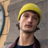 Ribbed Merino Wool Beanie / Bright Yellow