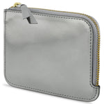 Escuyer Argent Métallisé zip wallet open — interior card sleeve and cash compartment