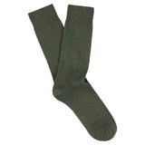 Escuyer Men Classic Ribbed Socks in Dark Green – folded pair on white background