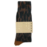 Men Leopard Crew Socks - Brown