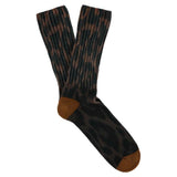 Men Leopard Crew Socks - Brown