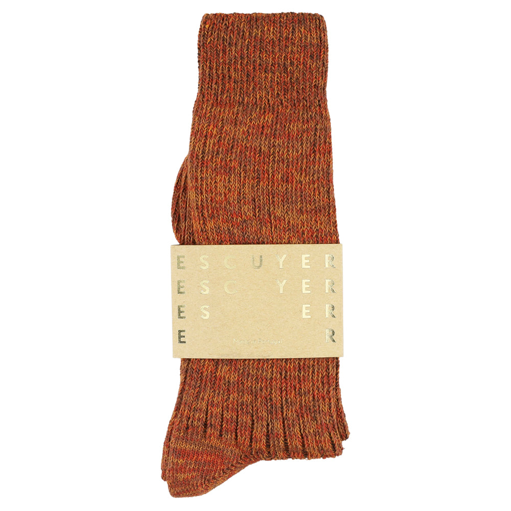 Escuyer brick melange socks, crew length, made in Portugal