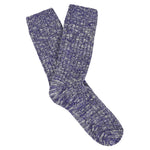Royal blue melange crew socks by Escuyer, slub-knit combed cotton