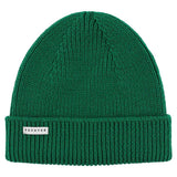Bold green ribbed merino wool beanie by Escuyer