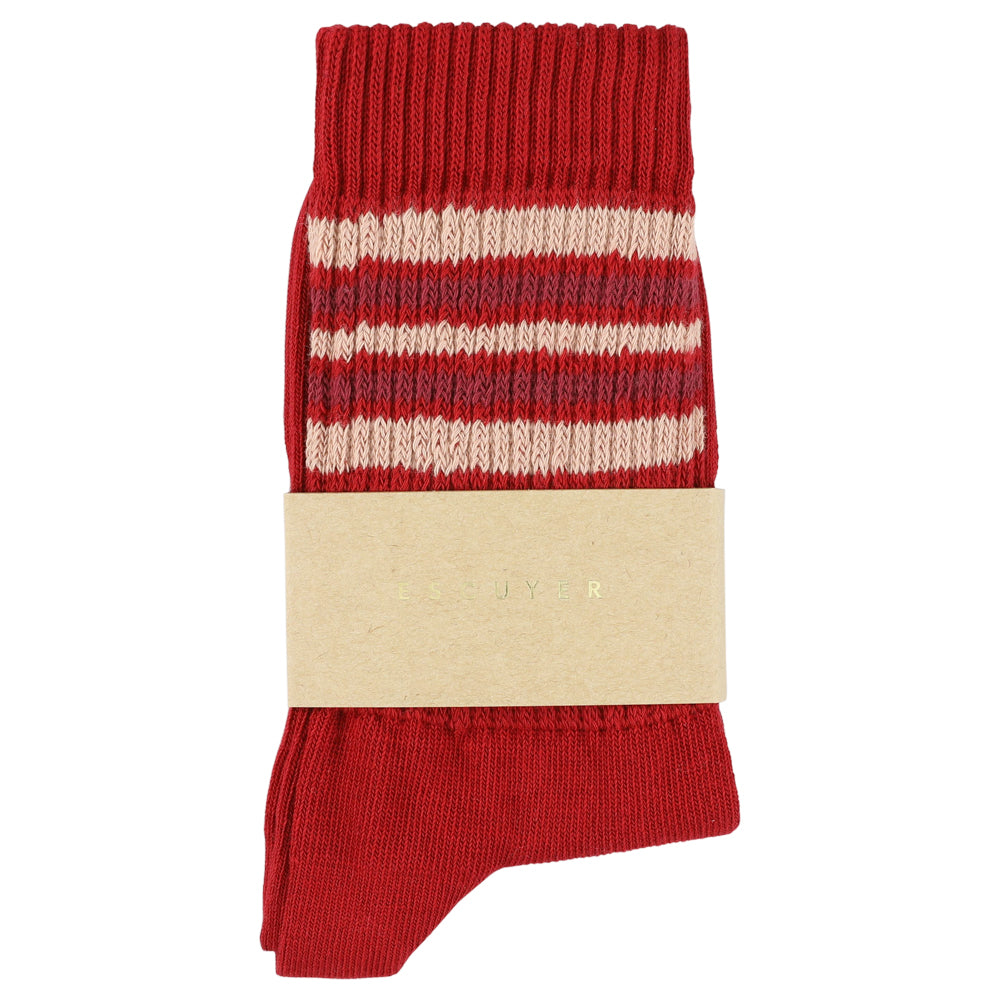 Women 5 Stripes Socks - Red / Pink / Bordeaux