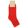 Women Stripes Ankle Socks - Red / Ochre made of cotton in Portugal