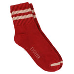 Escuyer Women Striped Ankle Socks in Red and Pink — cotton blend, hand-linked toe, made in Portugal
