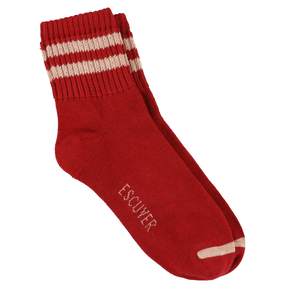 Women Stripes Ankle Socks - Red / Pink made of cotton in Portugal
