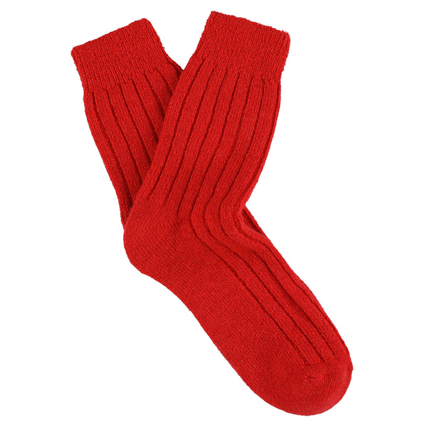 Red wool and cashmere socks made in Europe (Portugal)