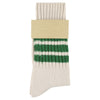 White sock with green stripes on a white background