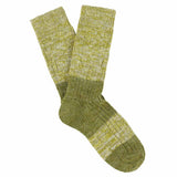 Women's green and olive colour-block melange socks by Escuyer, combed cotton, made in Portugal