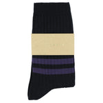 Women's Striped Socks Navy & Astral Blue — Italian Cotton, Made in Portugal — Escuyer