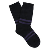 Women's Striped Socks Navy & Astral Blue — Italian Cotton, Made in Portugal — Escuyer