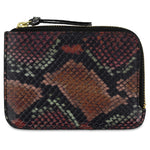 Escuyer snake print leather zip wallet — snake scale emboss on Italian veg-tanned leather, front view