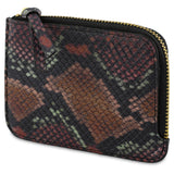 Escuyer snake print zip wallet open — interior card sleeve and cash compartment