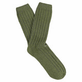 Escuyer men's cashmere crew socks in Khaki — mid-calf crew cut, premium cashmere and virgin wool blend, handmade in Portugal