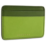 Escuyer clorofilla and lime leather cardholder back view — lime leather, hand painted edges