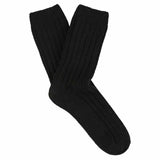 Escuyer women's cashmere crew socks in Black — mid-calf crew cut, premium cashmere and virgin wool blend, handmade in Portugal