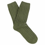 Escuyer women's cashmere crew socks in Khaki — mid-calf crew cut, premium cashmere and virgin wool blend, handmade in Portugal