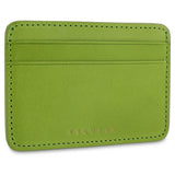 Interior view of Escuyer clorofilla leather cardholder — centre bill section and card pockets