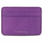 Escuyer violet leather cardholder — handmade vegetable tanned leather card case, front view