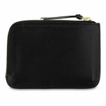 Escuyer black zip wallet open — interior card sleeve and cash compartment