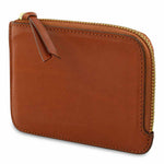 Escuyer cognac leather zip wallet — Italian veg-tanned leather, closed front view