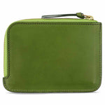 Escuyer jungle green zip wallet showing zip closure and hand painted edges