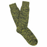 Acid blue melange crew socks by Escuyer, slub-knit combed cotton
