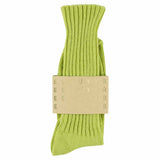 Men's ribbed crew socks in green bandana, slub cotton, made in Portugal by Escuyer