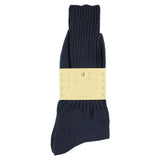 Men's ribbed crew socks in navy, slub cotton, made in Portugal by Escuyer