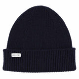 Navy ribbed merino wool beanie by Escuyer