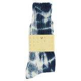 One-of-a-kind men's tie dye crew socks in off white and graphite, hand-dyed, made in Portugal by Escuyer