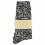 Escuyer women's black melange socks, crew length, made in Portugal