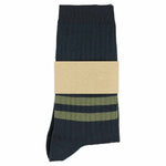 Women's Striped Socks Blue & Olive — Italian Cotton, Made in Portugal — Escuyer