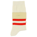Women's Striped Socks Ecru & Orange — Italian Cotton, Made in Portugal — Escuyer