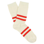 Women's Striped Socks Ecru & Orange — Italian Cotton, Made in Portugal — Escuyer