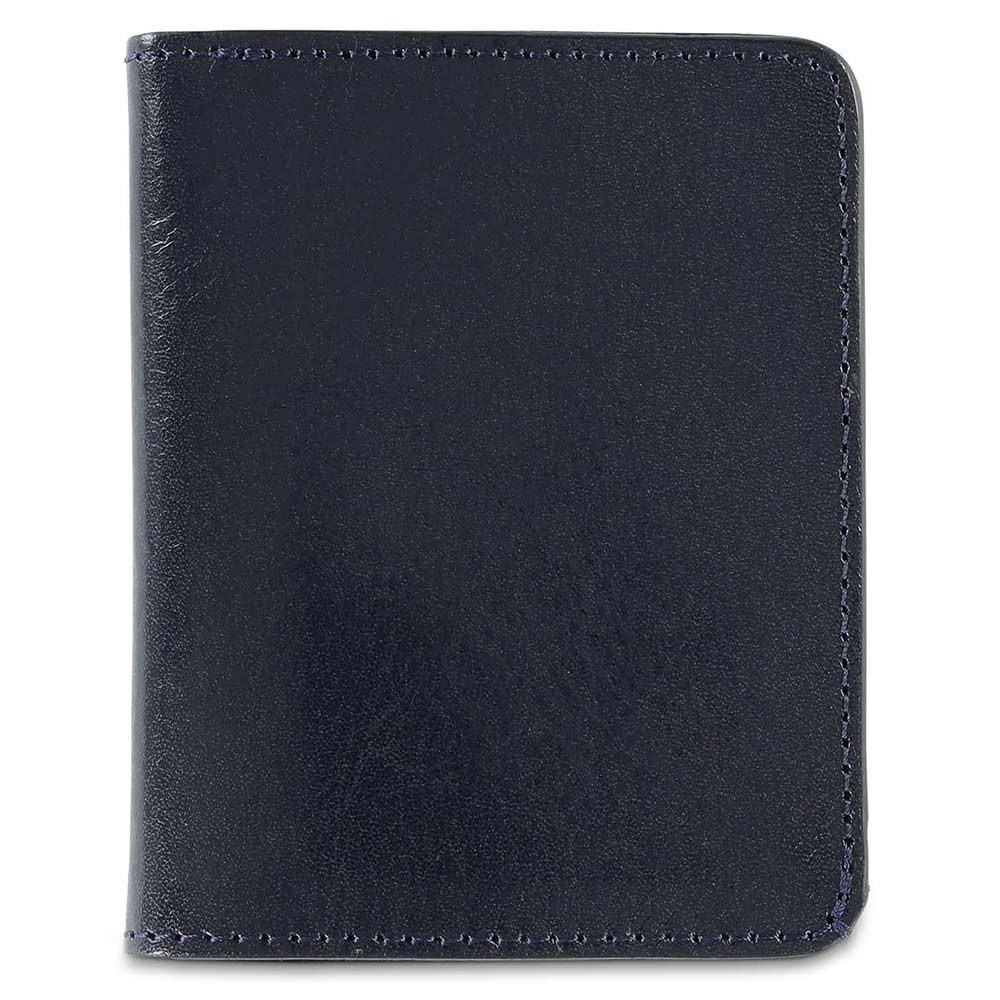 Escuyer blue slim leather wallet — Italian vegetable tanned leather, front view