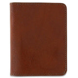 Escuyer light brown slim leather wallet — Italian vegetable tanned leather, front view