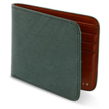 Escuyer green billfold wallet — Italian vegetable tanned leather exterior, front view